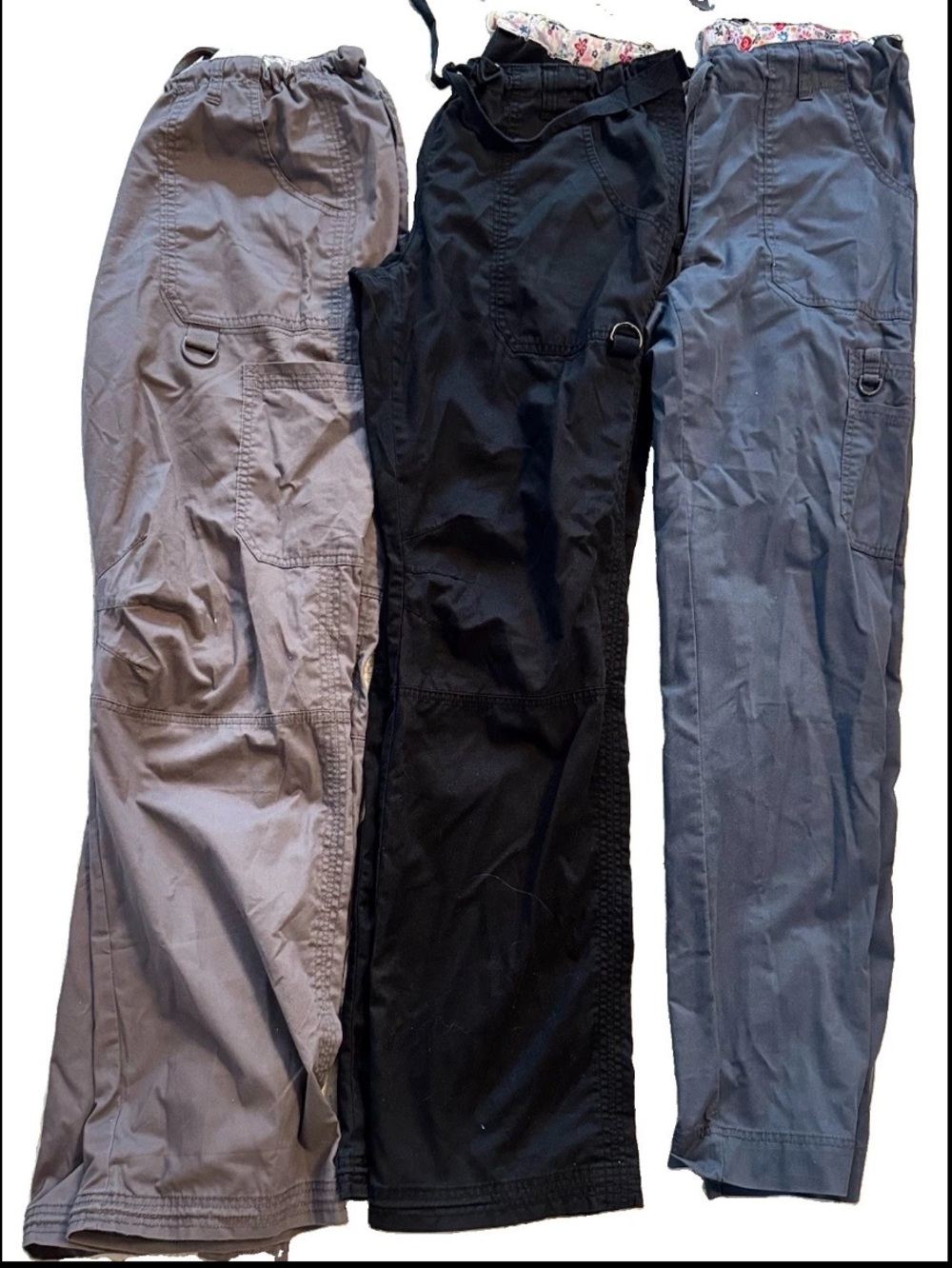 3pr. Women`s KOI Mechanical Stretch Scrub Pants Gray Black Slate Sz M Tall - Picture 2 of 5
